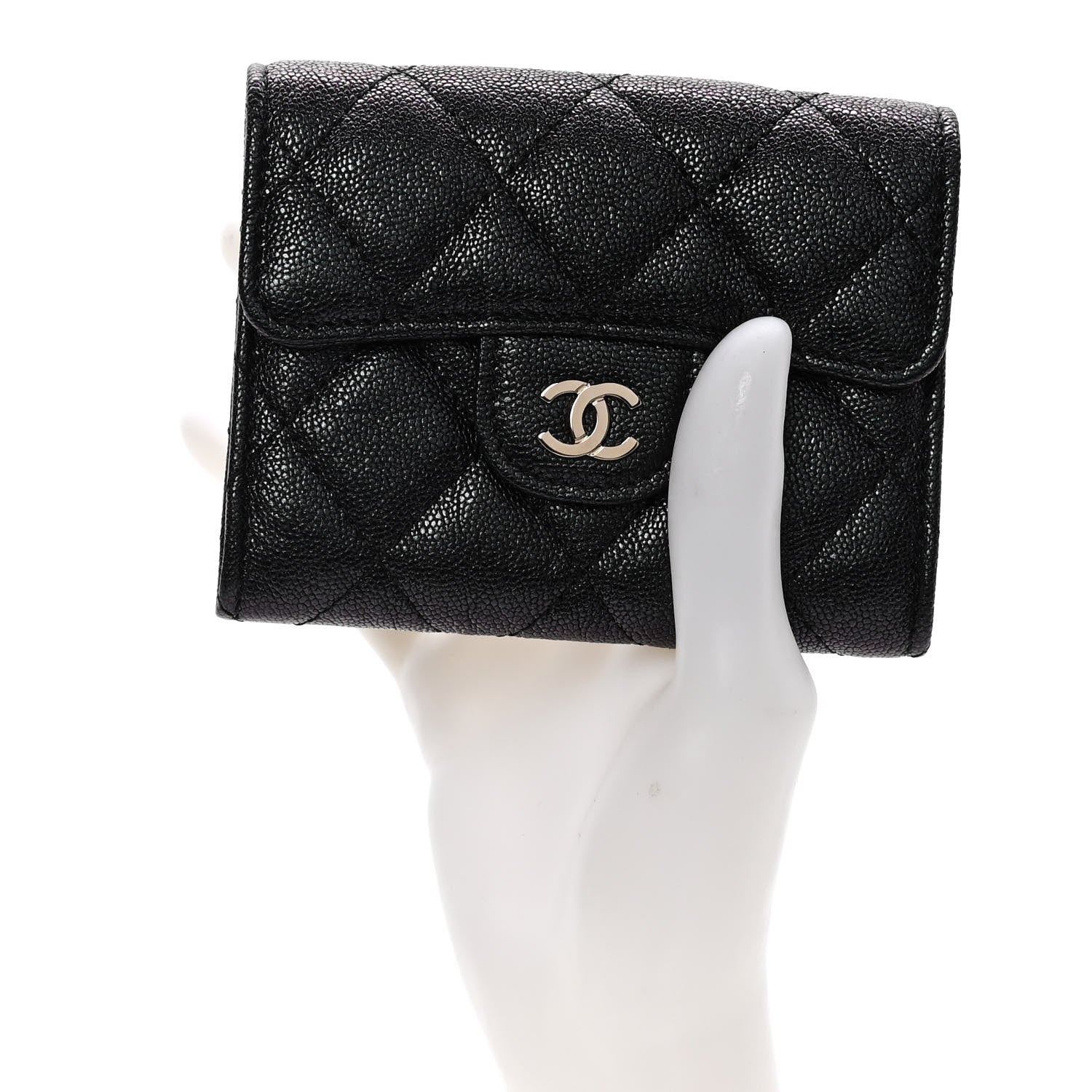 Chanel Iridescent Caviar Quilted Flap Card Holder Wallet Black 6 of 6