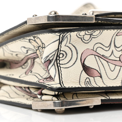 Prada X JAMES JEAN Glace Calfskin Rabbit Print Cahier Bag Opaline 10 of 12
