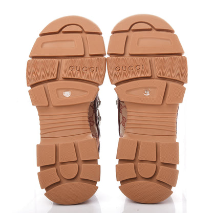 Gucci X SEGA Suede Calfskin GG Monogram Mens Flashtrek Sneakers 8.5 New Cuir Beige Ruggine 6 of 11
