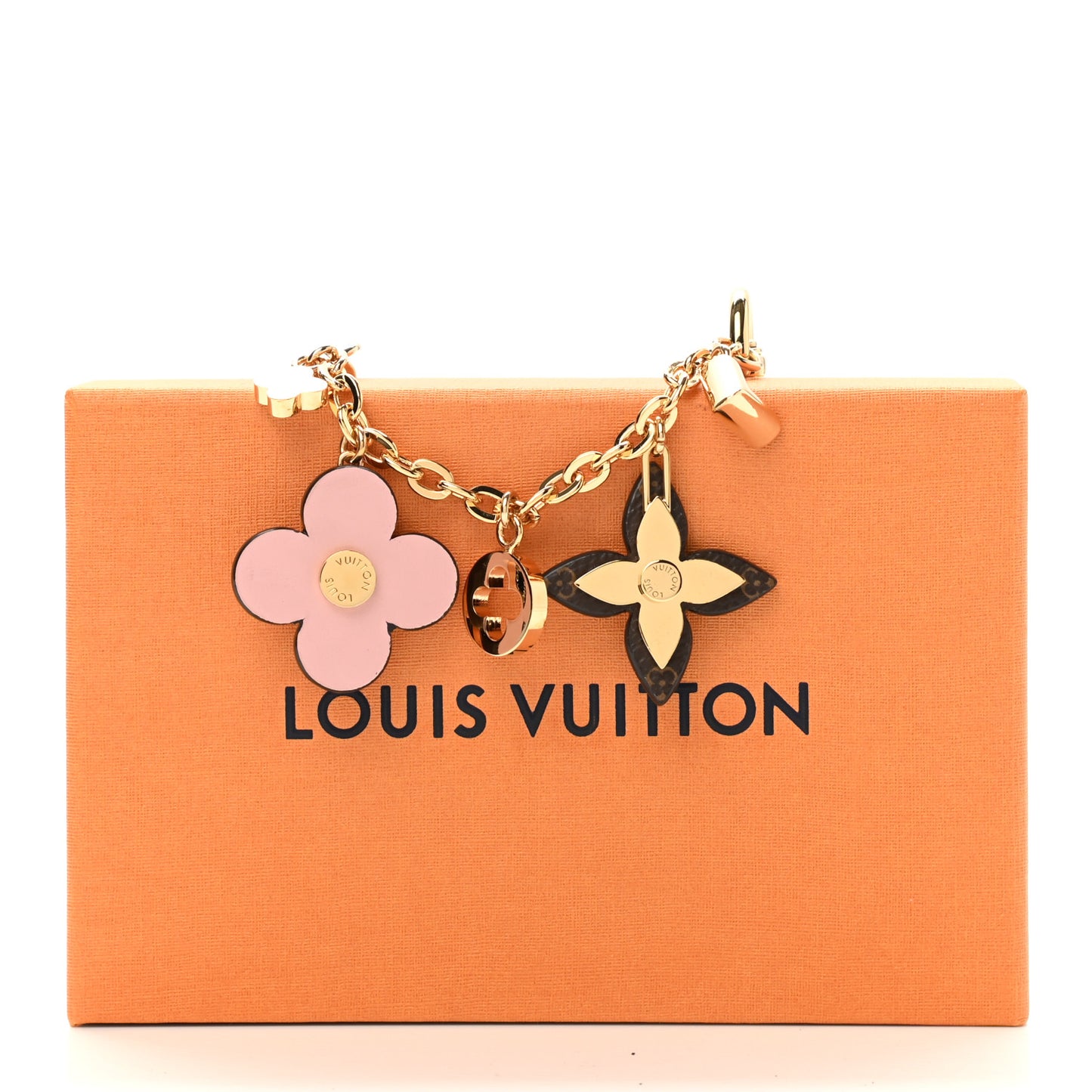 Brass Monogram Blooming Flowers Bag Charm Key Holder Rose Ballerine