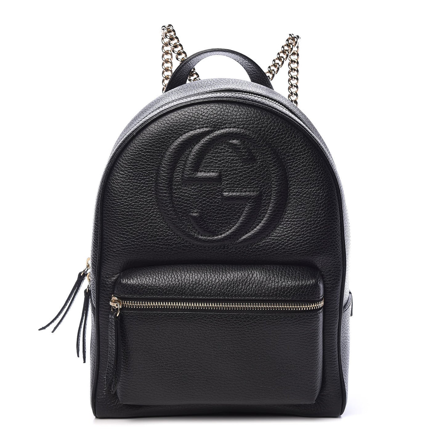 Pebbled Calfskin Soho Chain Backpack Black