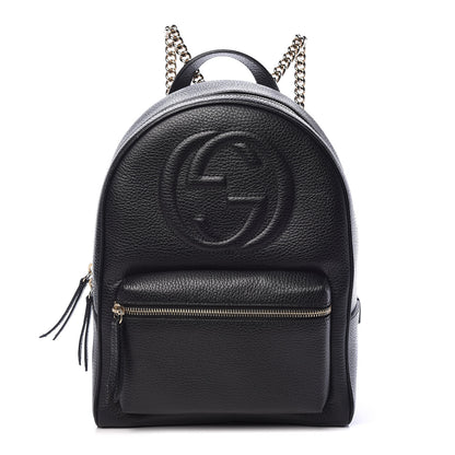 Gucci Pebbled Calfskin Soho Chain Backpack Black 1 of 12