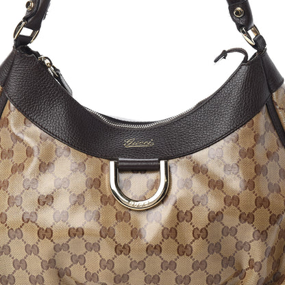 Gucci Crystal Monogram Large D Gold Hobo Dark Brown 7 of 11