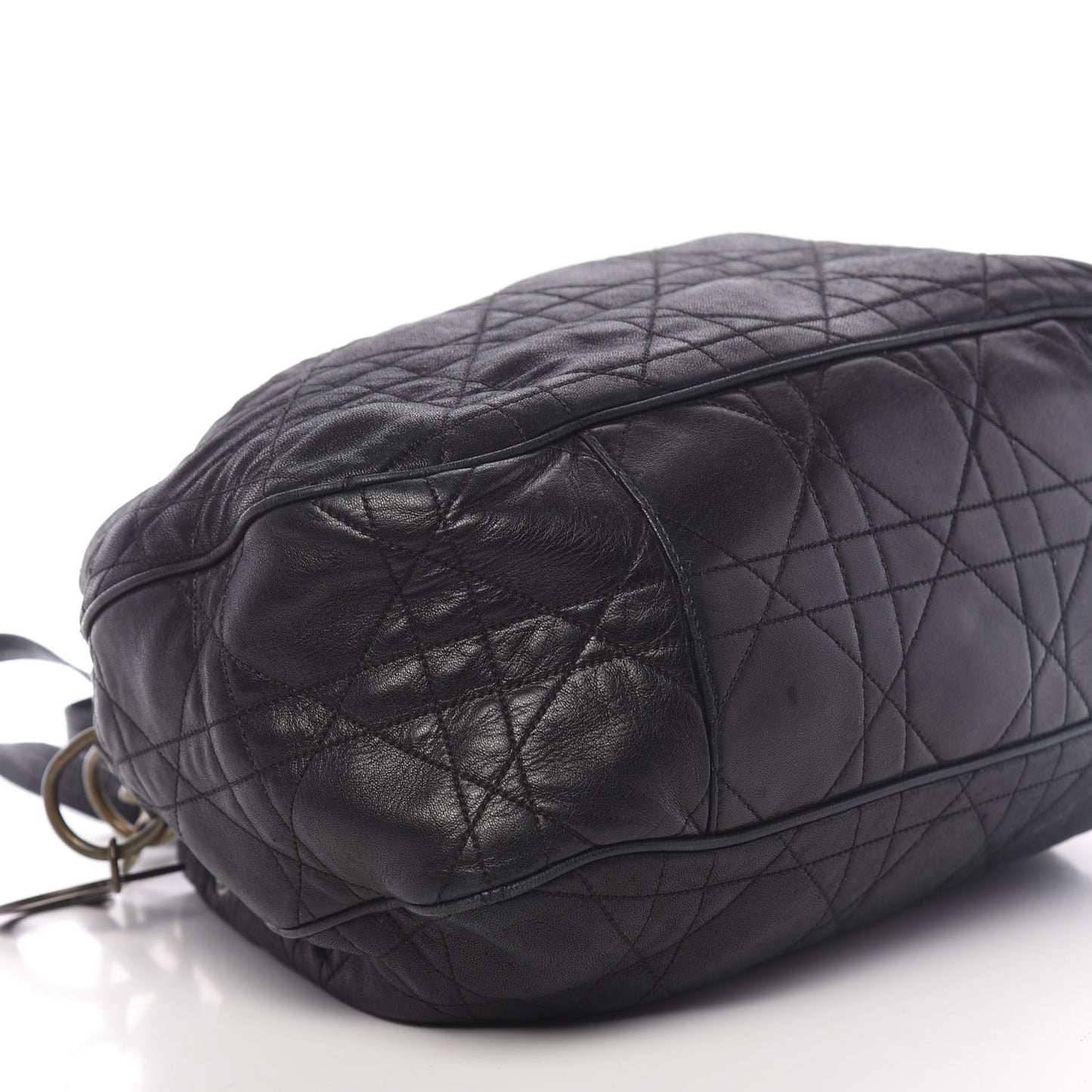 Lambskin Cannage Drawstring Bag Black