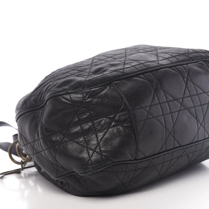 Christian Dior Lambskin Cannage Drawstring Bag Black 9 of 10