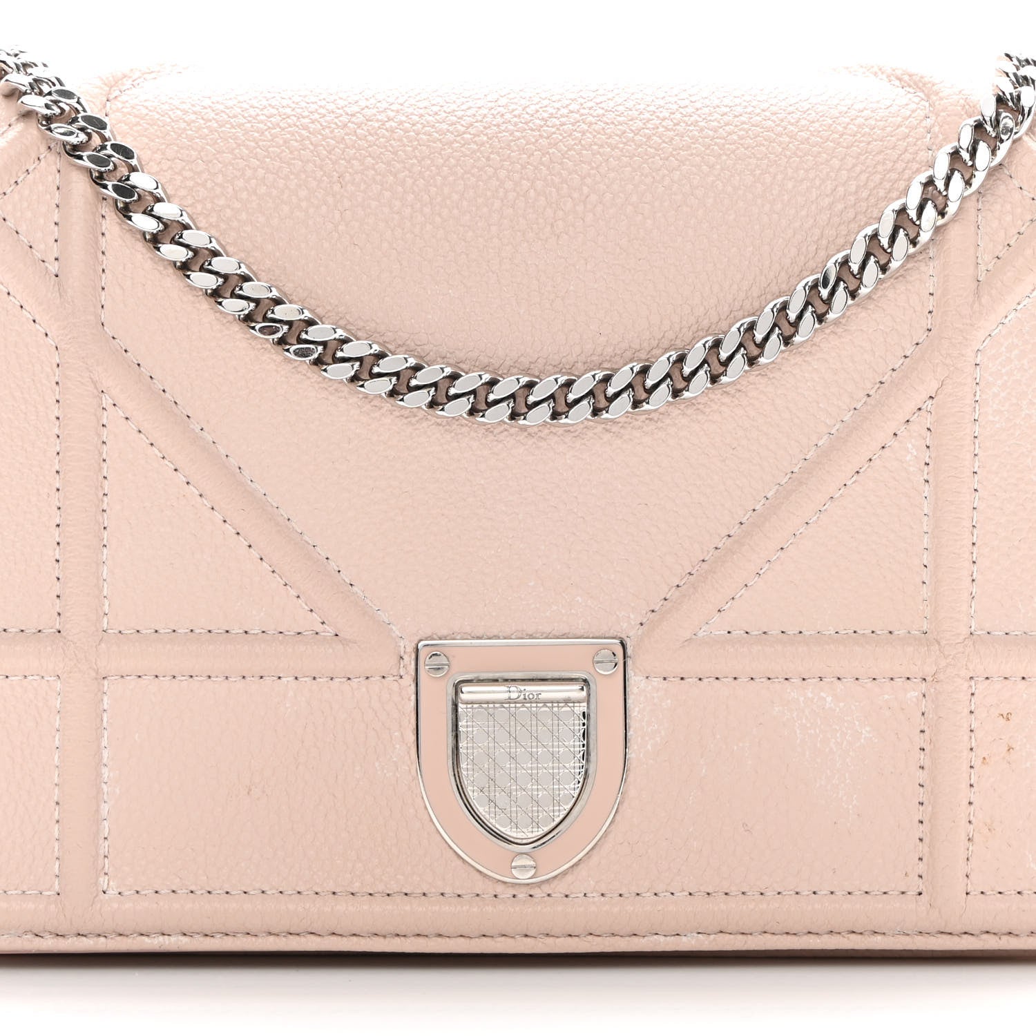 Christian Dior Grained Calfskin Diorama Wallet on Chain Pouch Nude 8 of 18
