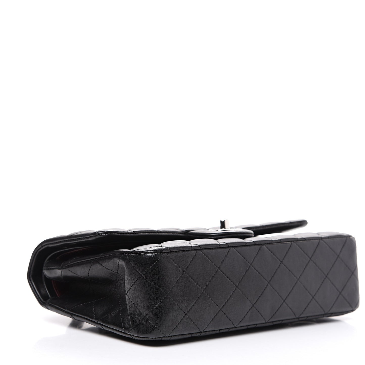 Lambskin Quilted Medium Double Flap Black