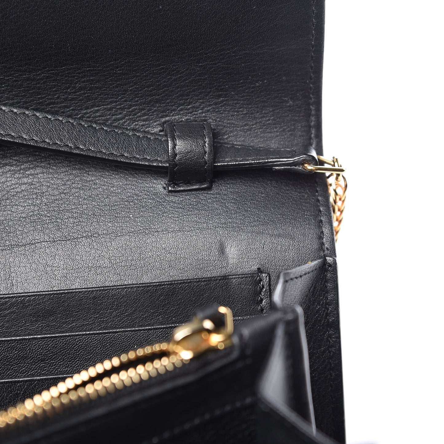 Calfskin Classic Y Ligne Chain Wallet Black