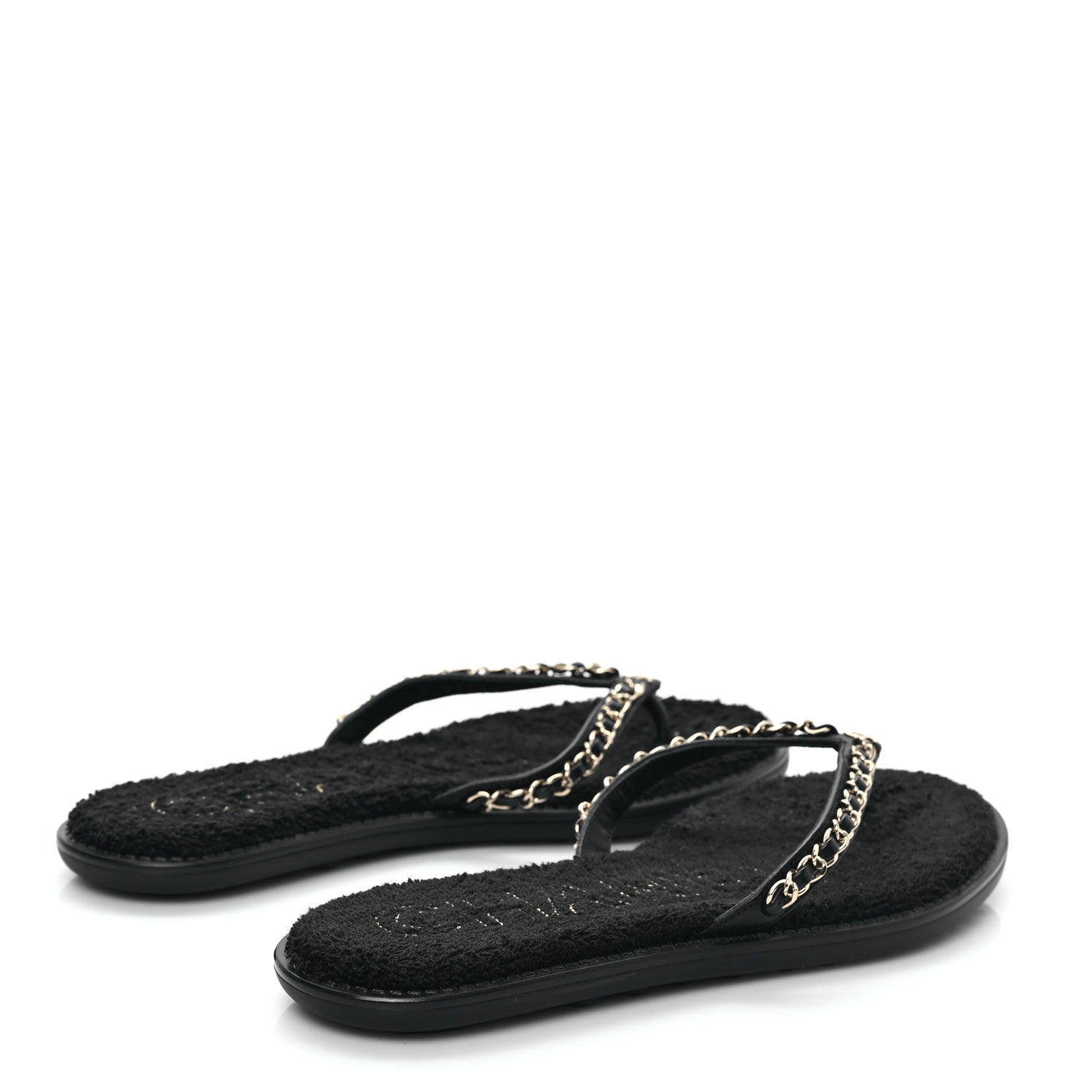 Chanel Lambskin CC Chain Thong Sandals 38 Black 4 of 8