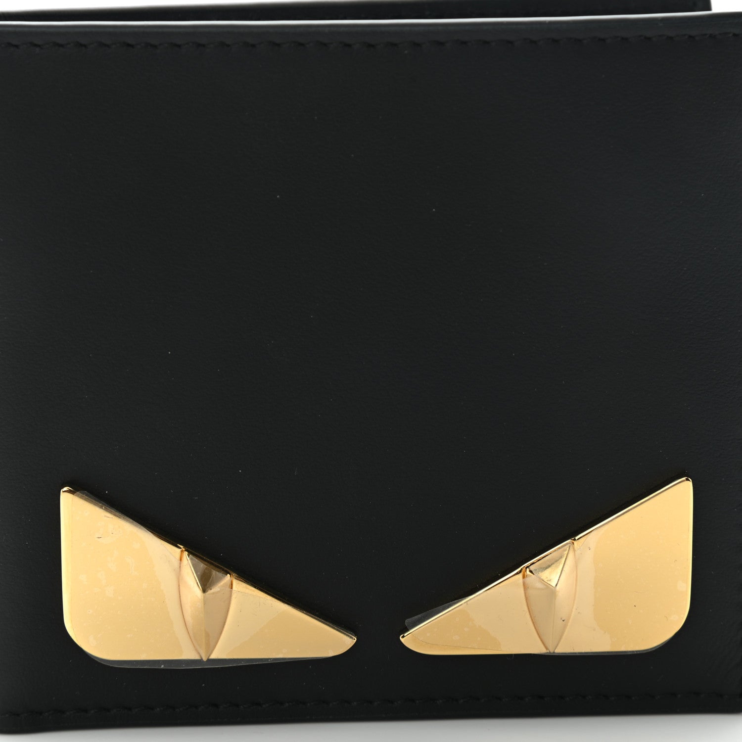 Fendi Vitello Century Metal Monster Eyes Bi-Fold Wallet Black 7 of 9