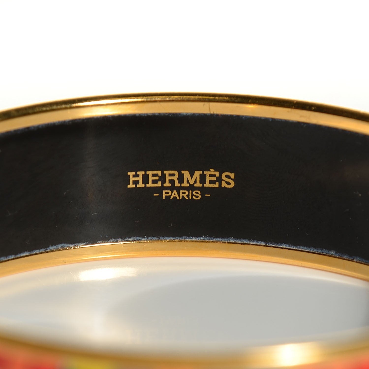 Hermes Enamel Printed Astrologie Nouvelle Wide Bracelet 70 Vert Fluo Rose Indien Cobalt 3 of 5