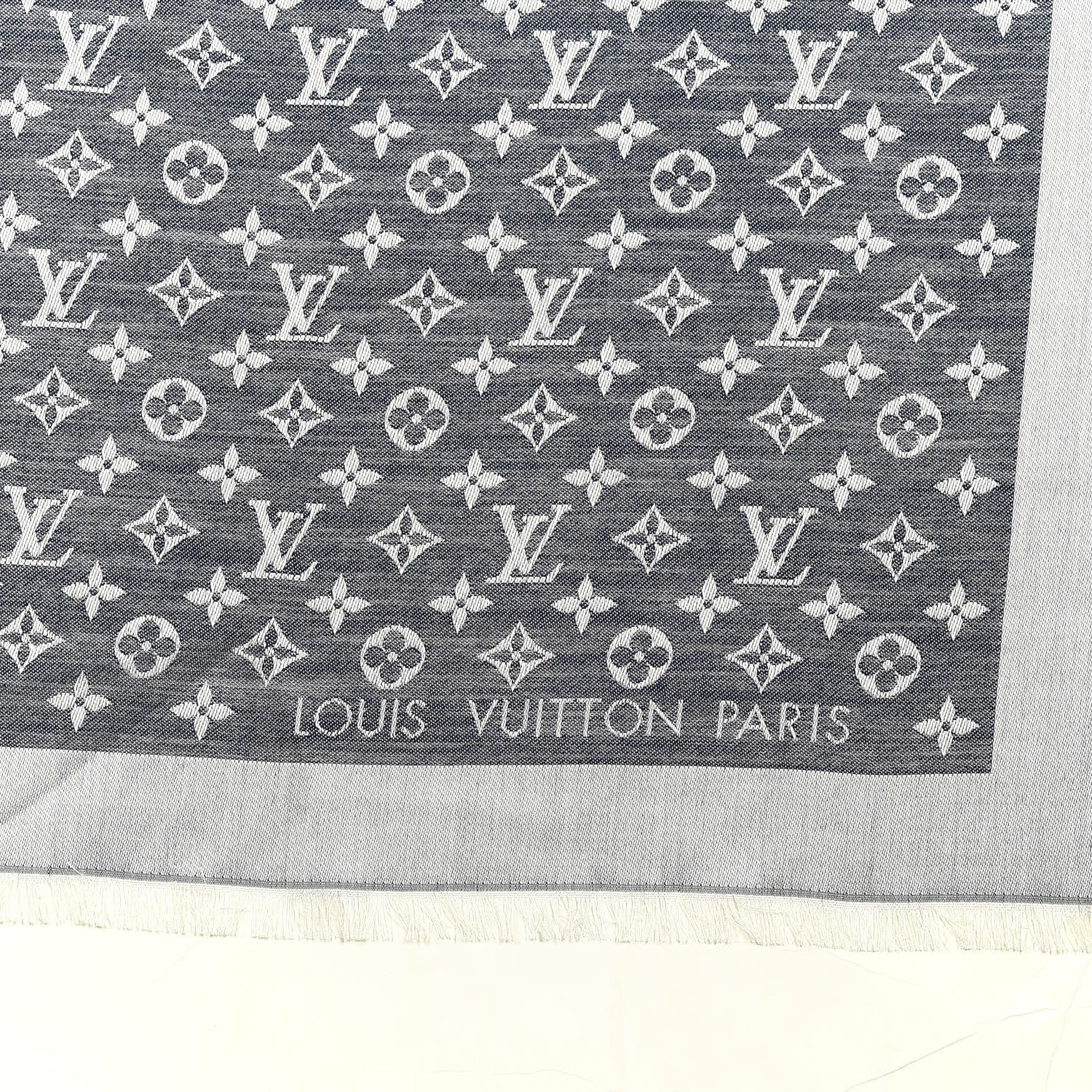 Louis Vuitton Silk Wool Monogram Denim Shawl Blue 2 of 4