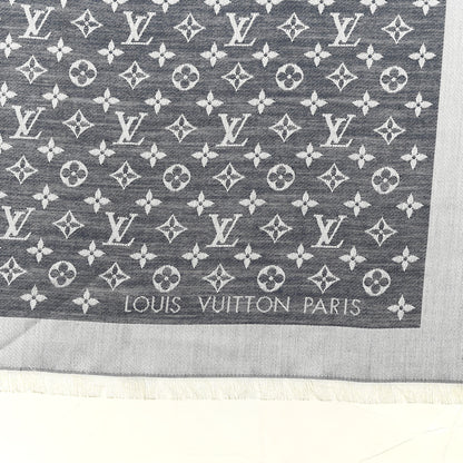 Louis Vuitton Silk Wool Monogram Denim Shawl Blue 2 of 4