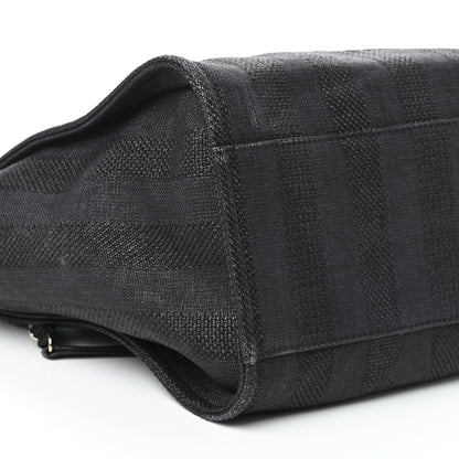 Chanel Mixed Fibers Calfskin Striped Medium Deauville Tote Black 9 of 10