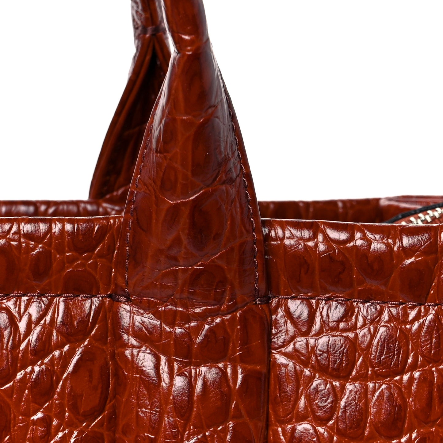 Croc Embossed Small The Tote Bag Spice Brown