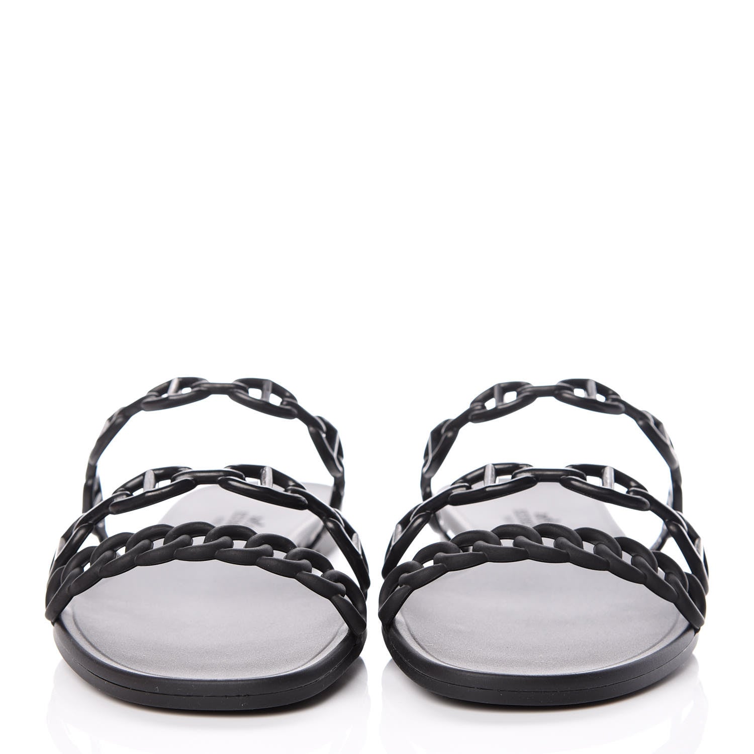Hermes Rubber Chaine d'Ancre Rivage Sandals 38 Black 2 of 8