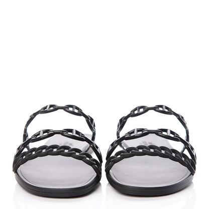 Hermes Rubber Chaine d'Ancre Rivage Sandals 38 Black 2 of 8
