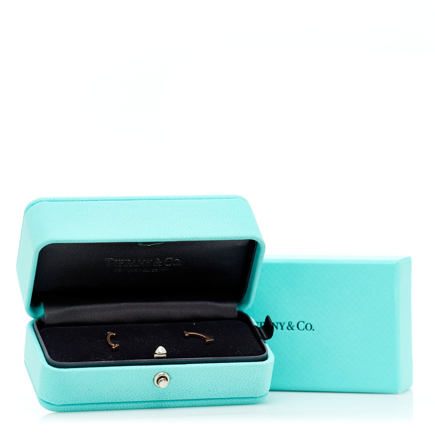 Tiffany 18K Rose Gold T Smile Stud Earrings 5 of 5