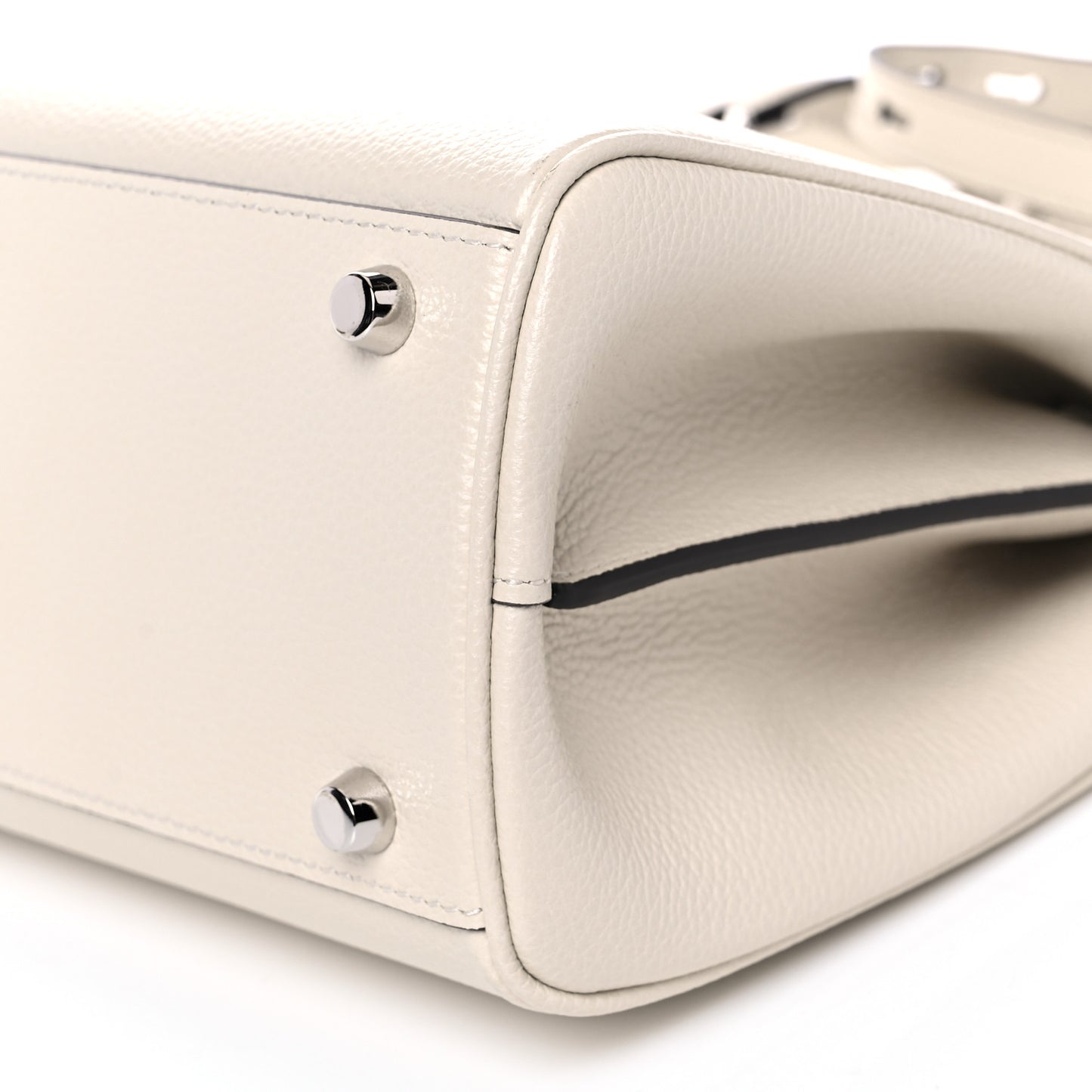 Grainy Calfskin Small Zumi Top Handle Bag Mystic White