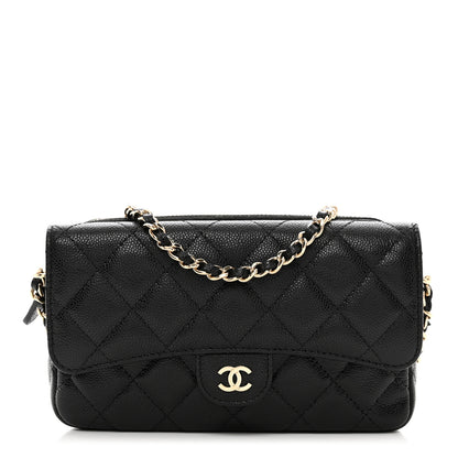 Chanel Caviar Quilted Flap Phone Holder With Chain Black 1 of 12