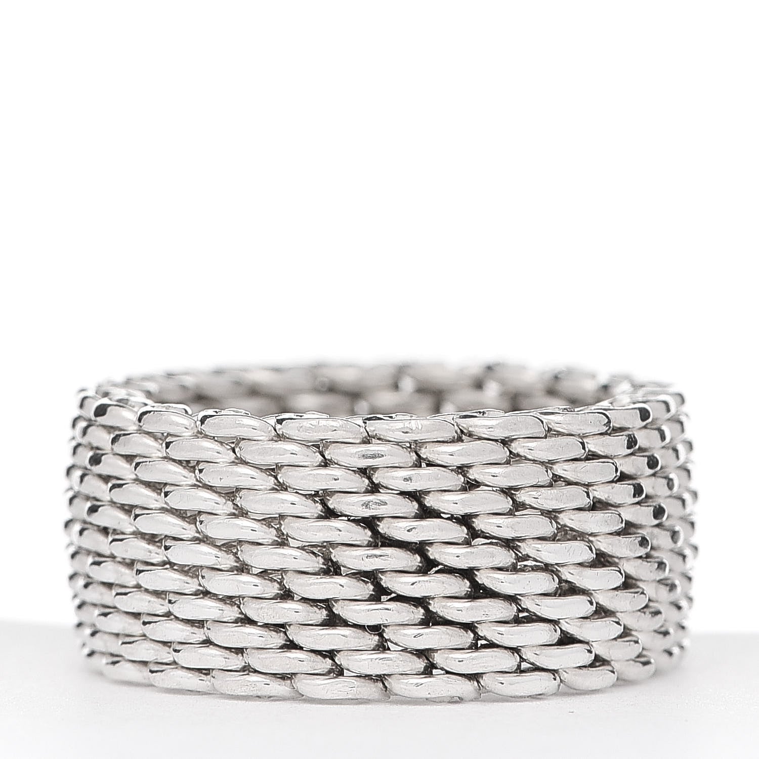 Tiffany Sterling Silver Somerset Mesh Ring 58 8.5 3 of 4