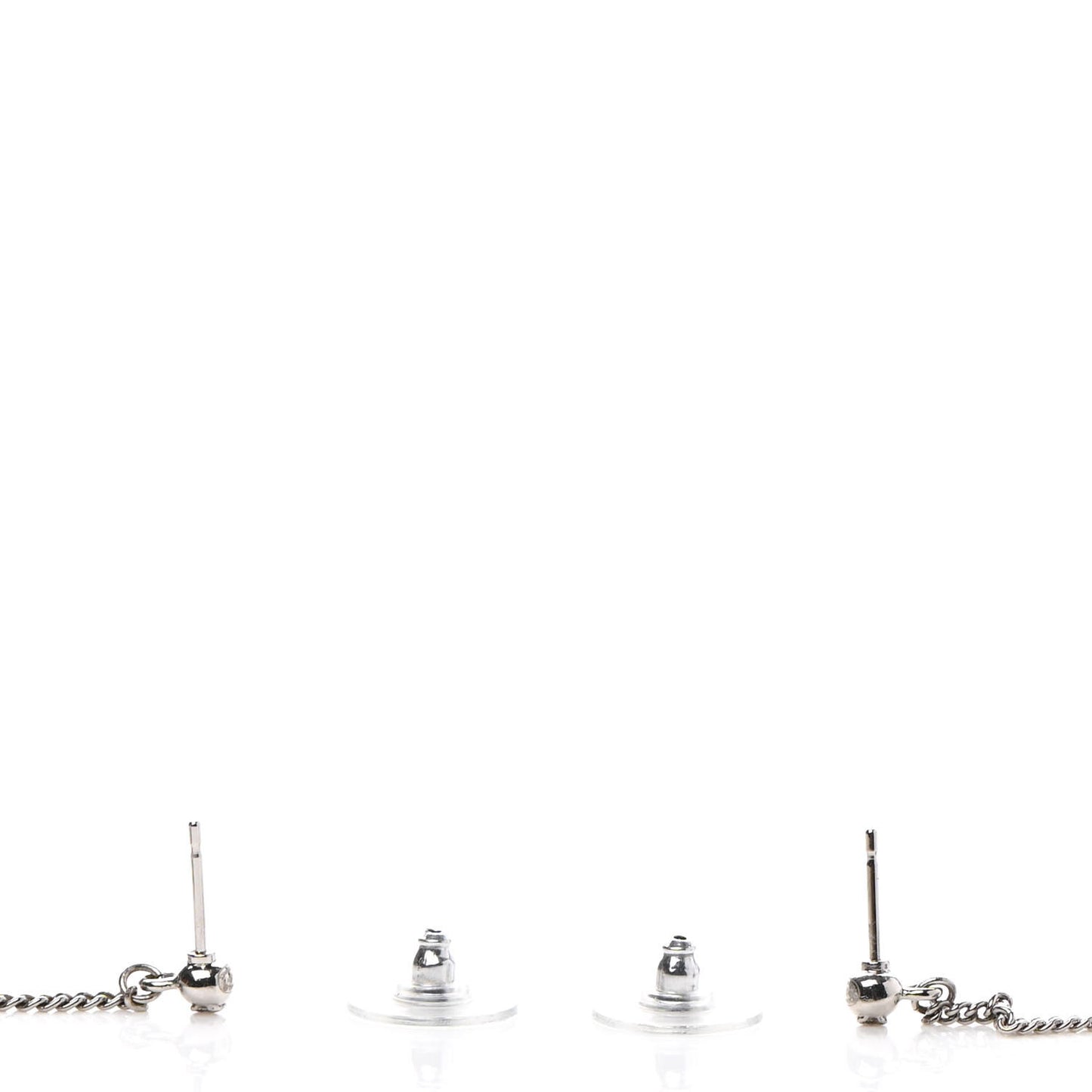 Baguette Crystal CC Drop Earrings Silver