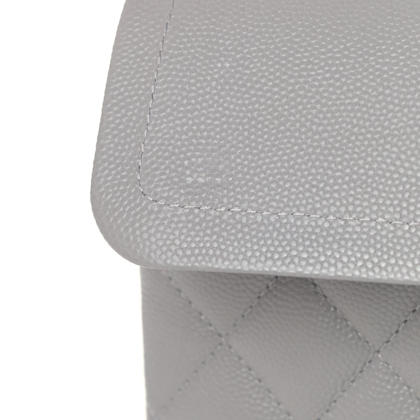 Caviar Quilted Small Double Flap Grey