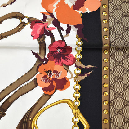 Gucci Silk Twill GG Monogram New Panshie Square Scarf Black Dark Purple 4 of 6