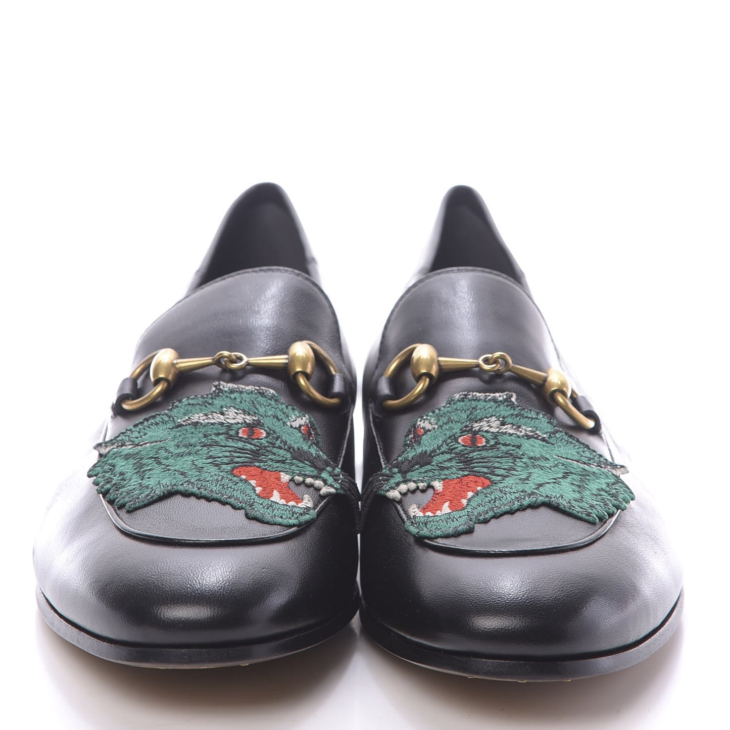 Lambskin Wolf Embroidered Mens Brixton Horsebit Loafers 8.5 Black