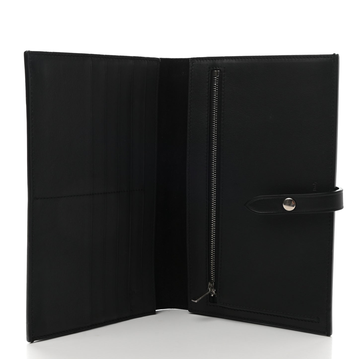 Lizard Calfskin Large Multifunction Strap Wallet Black