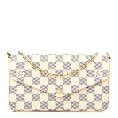 Louis Vuitton Damier Azur Pochette Felicie Chain Wallet Rose Ballerine 1 of 10
