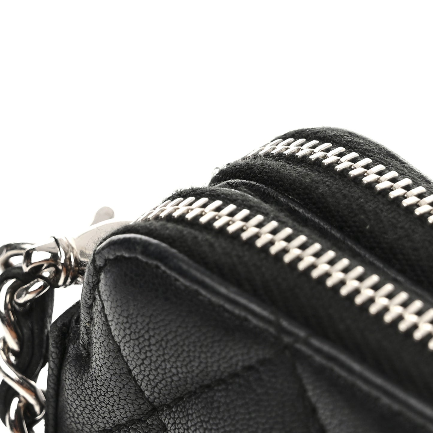 Lambskin Quilted CC Box Clutch With Chain Black