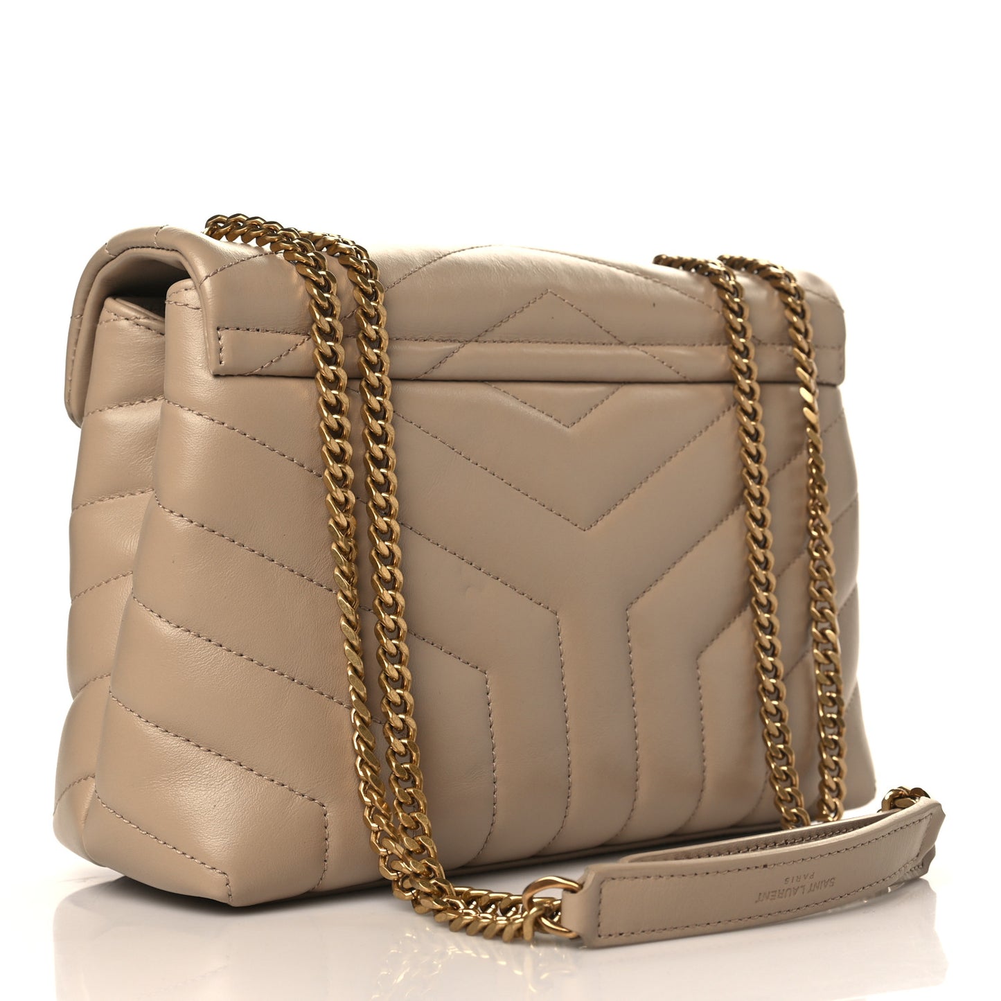 Calfskin Y Quilted Monogram Small Loulou Chain Satchel Dark Beige