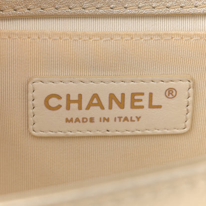 Chanel Metallic Perforated Lambskin Quilted Medium Boy Flap Gold 6 of 13