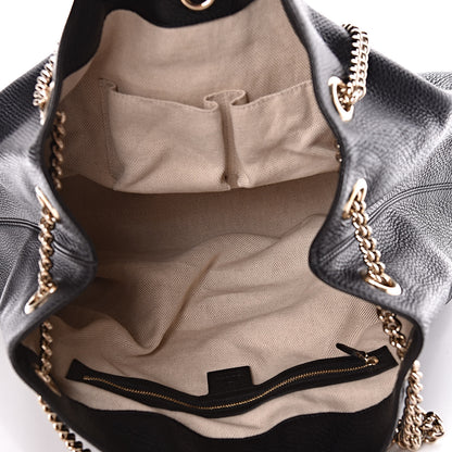 Gucci Pebbled Calfskin Large Soho Chain Shoulder Bag Black 5 of 10