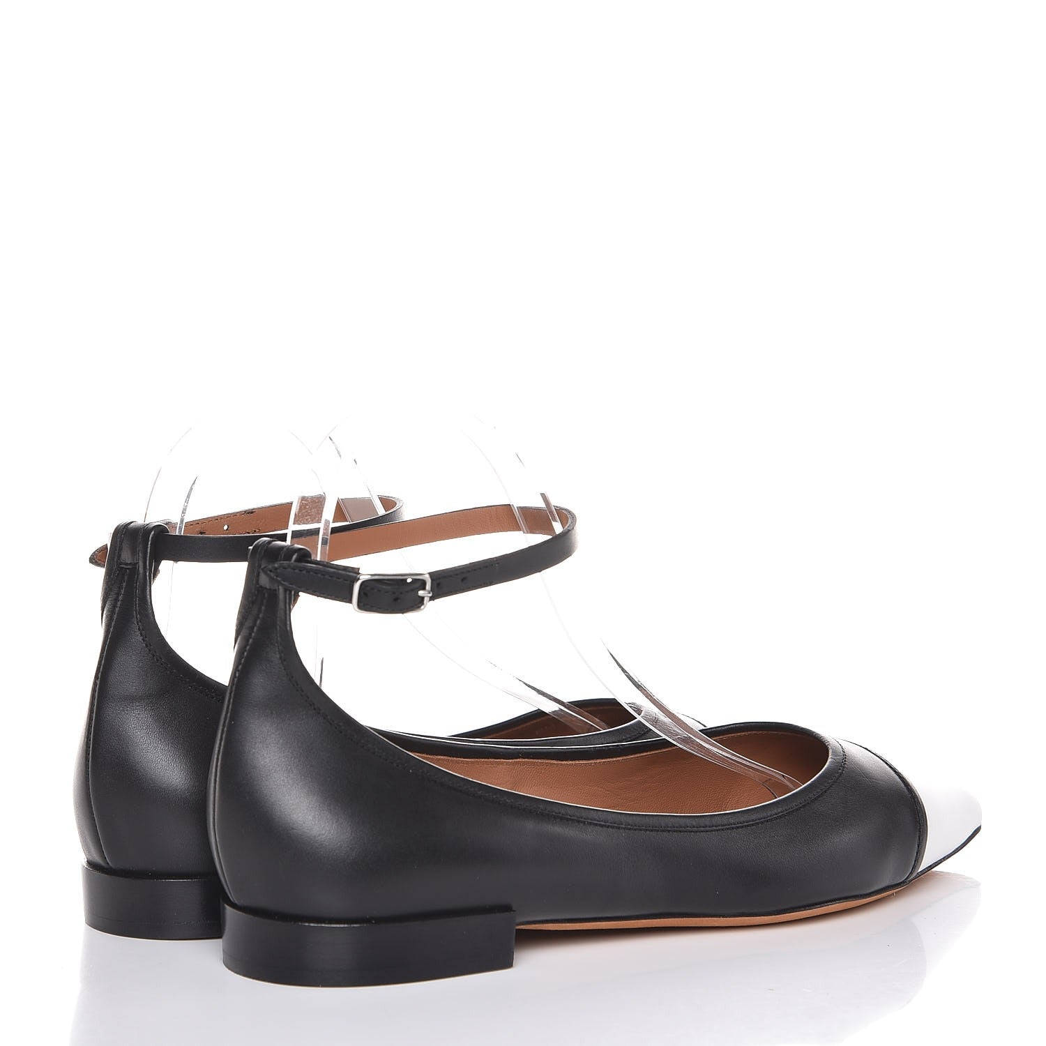 Givenchy Calfskin Graphic Ankle Strap Ballerina Flats 37 Black White 4 of 10
