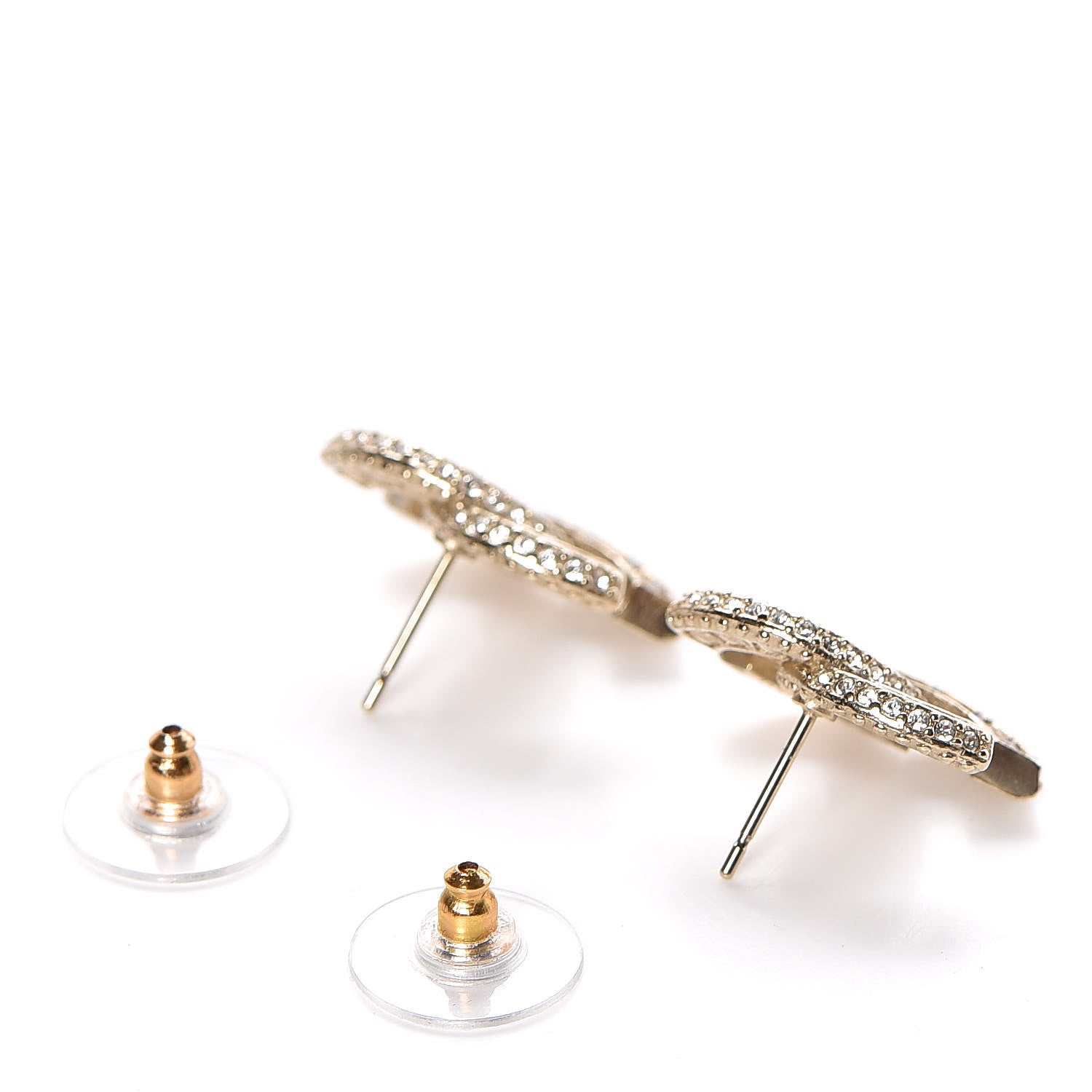 Chanel Crystal CC Earrings Gold 3 of 5
