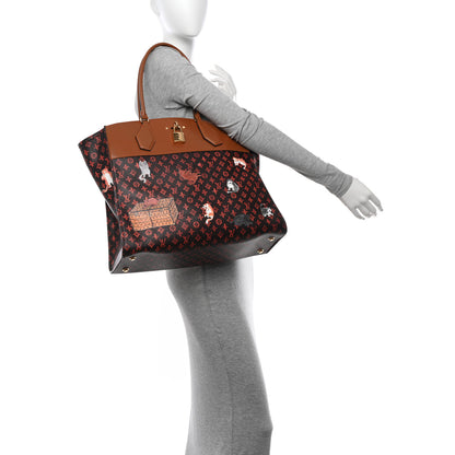 Louis Vuitton Calfskin Catogram City Steamer Cabas XXL Orange Marron 2 of 10