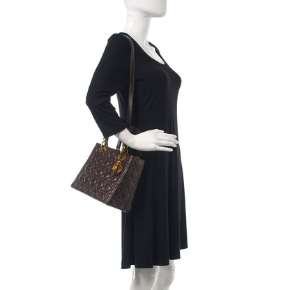 Christian Dior Lambskin Cannage Medium Lady Dior Dark Brown 2 of 16
