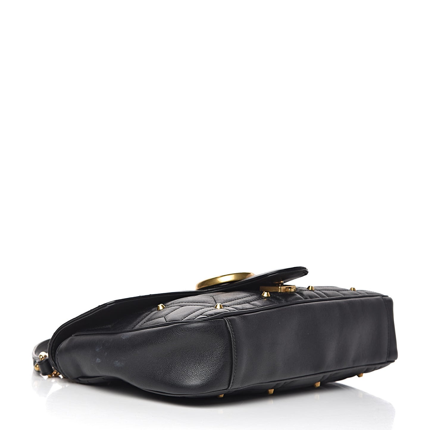 Calfskin Matelasse Studded Medium GG Marmont Shoulder Bag Black