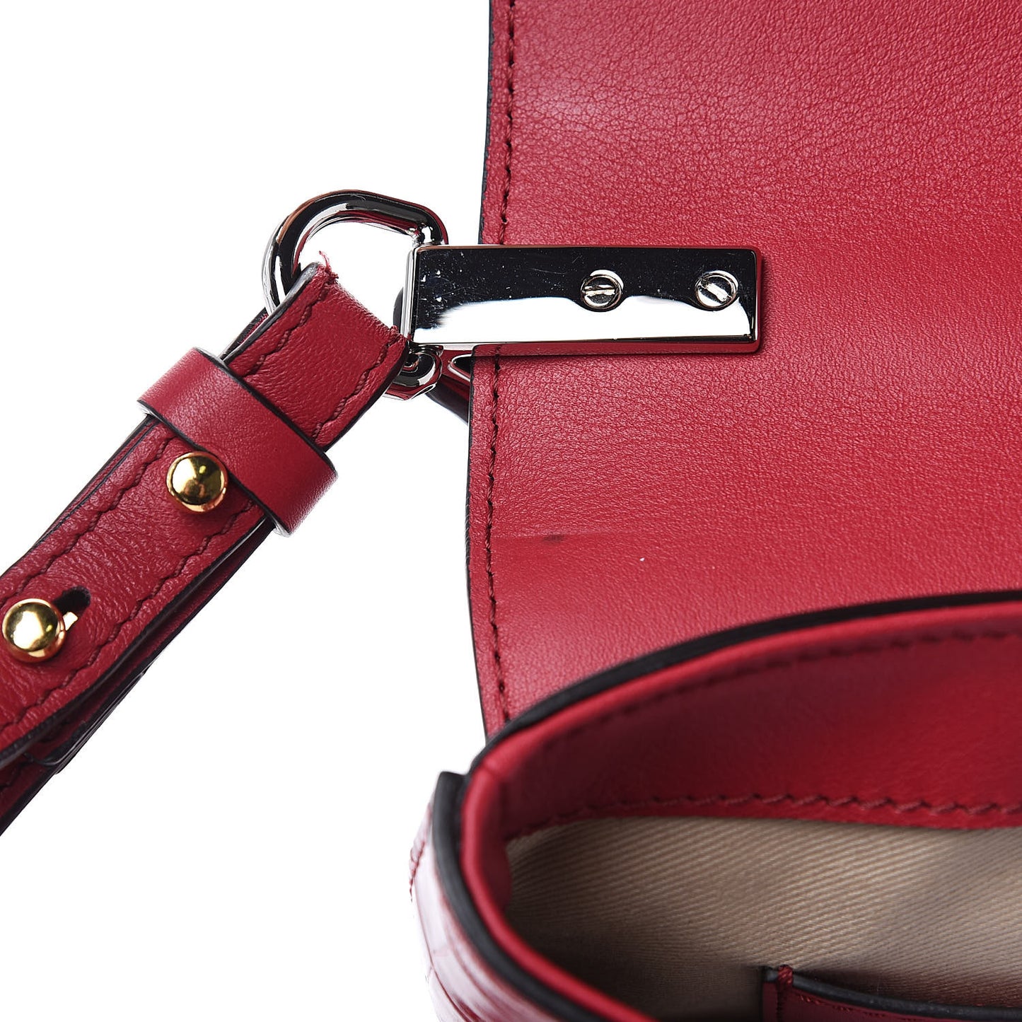 Calfskin Crocodile Embossed C Double Carry Dusky Red