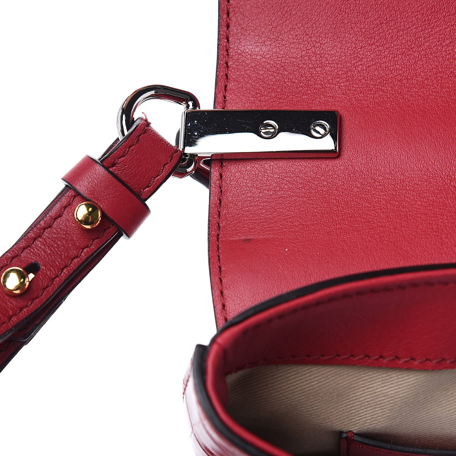 Chloe Calfskin Crocodile Embossed C Double Carry Dusky Red 11 of 11