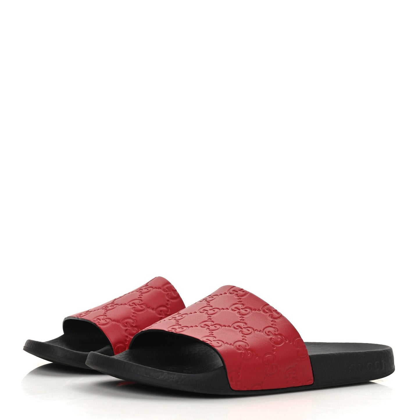 Guccissima Signature Womens Slide Sandals 38 Hibiscus Red