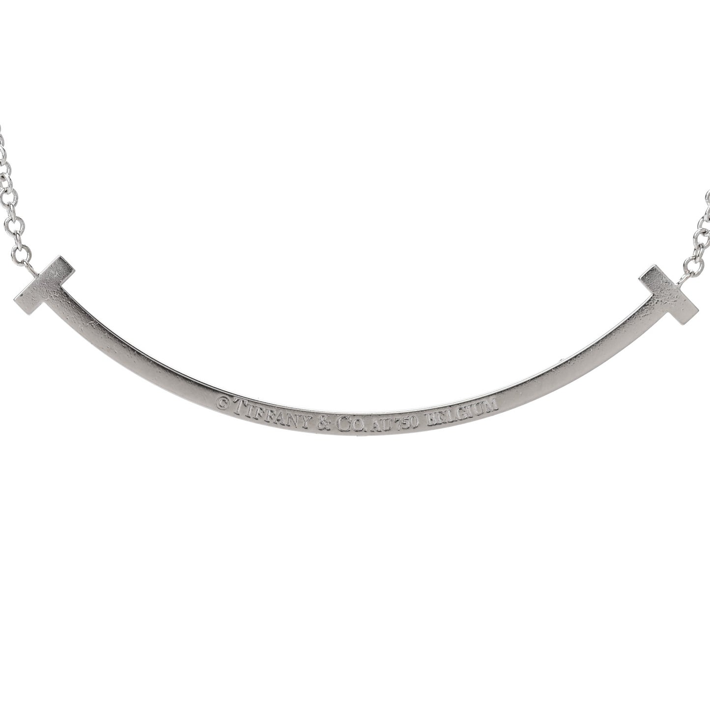 18K White Gold Diamond Small T Smile Pendant Necklace