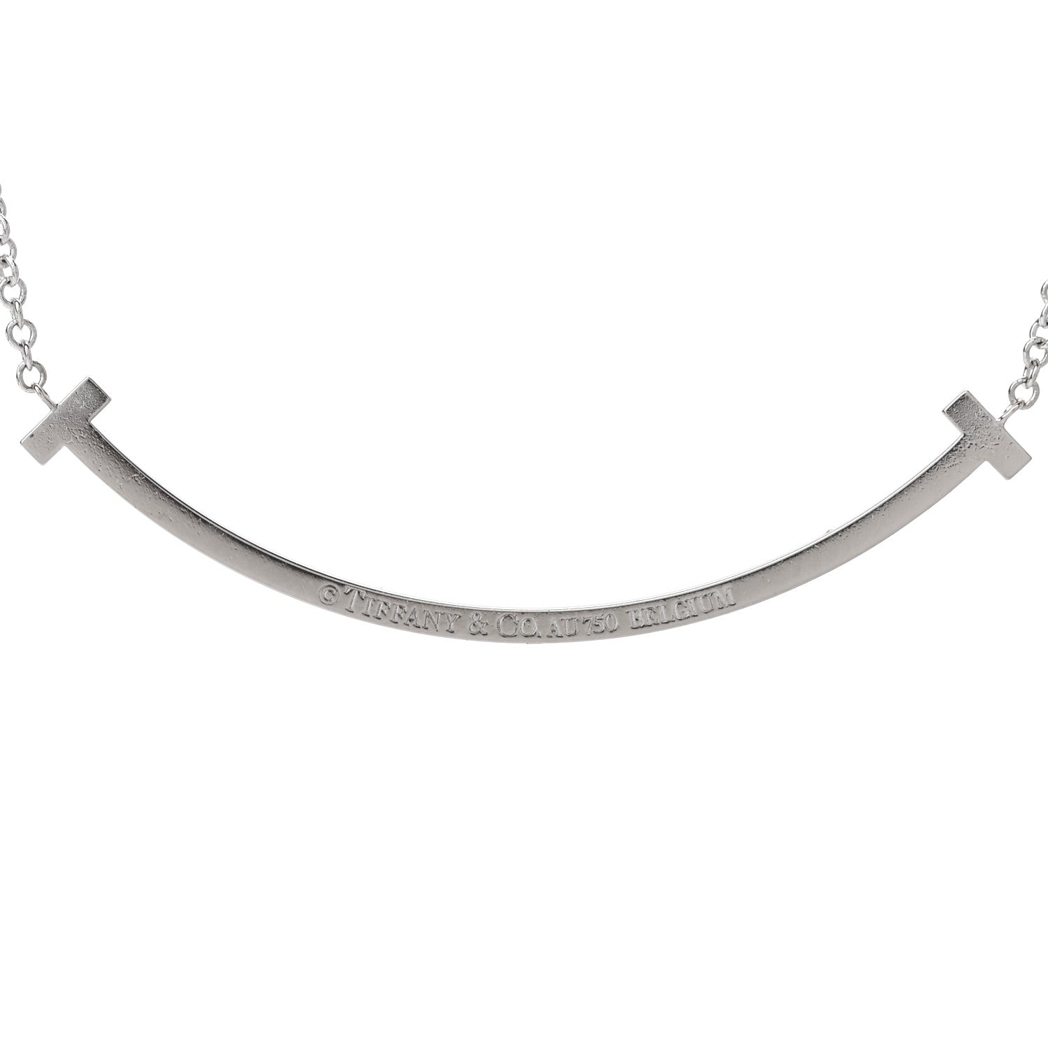 Tiffany 18K White Gold Diamond Small T Smile Pendant Necklace 4 of 6