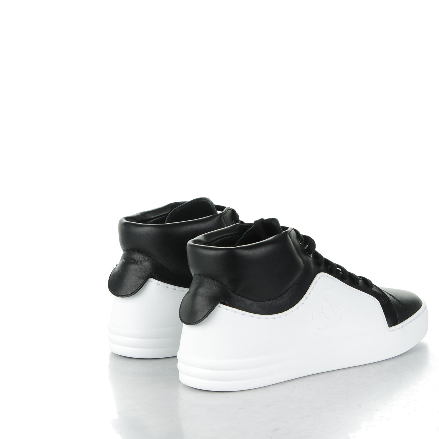 Chanel Calfskin CC Sneakers 38 Black White 4 of 8
