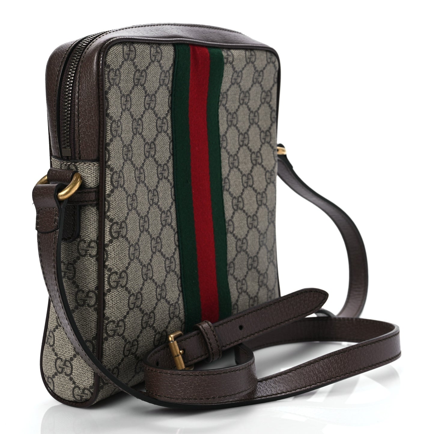 GG Supreme Monogram Web Small Ophidia Messenger Bag Brown