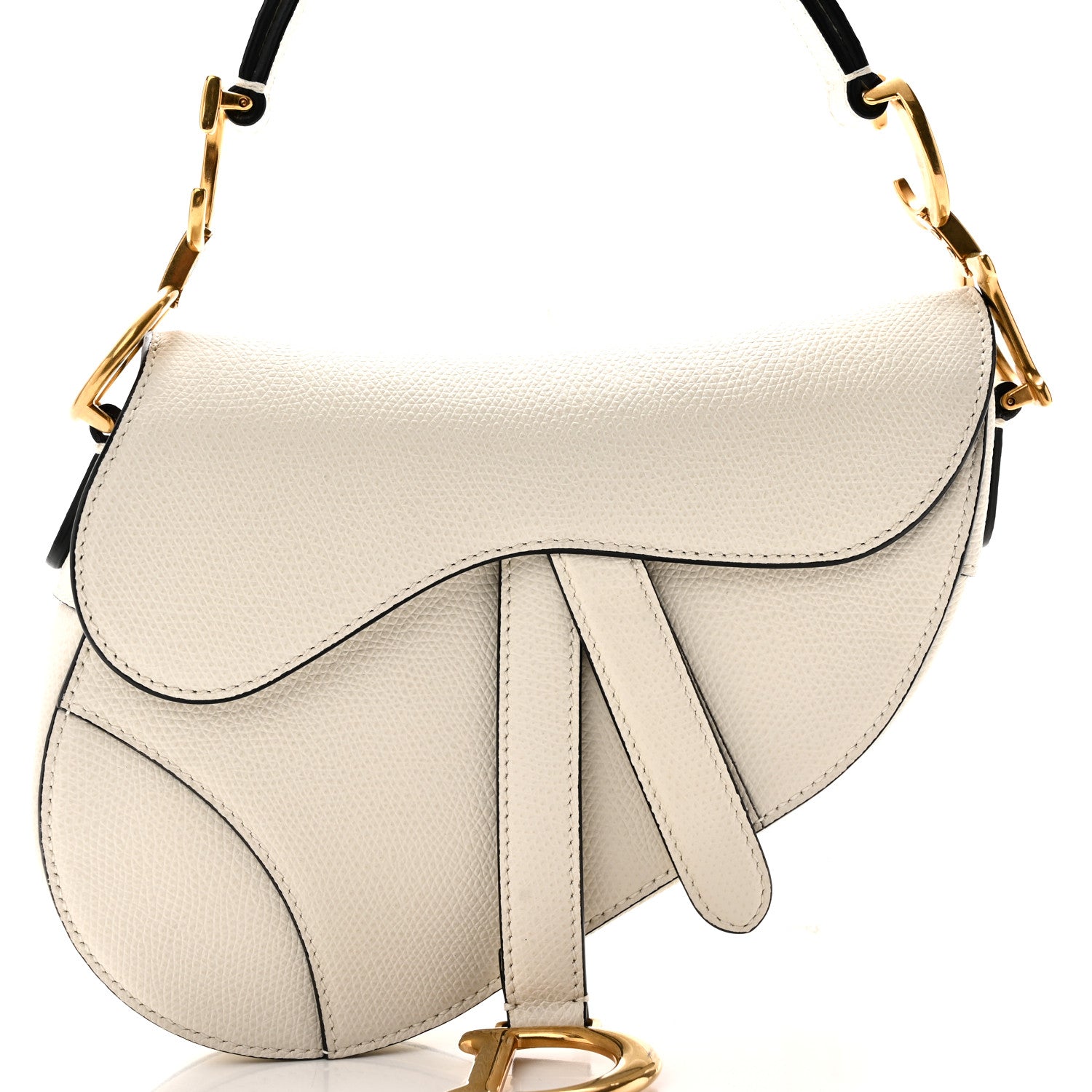 Christian Dior Grained Calfskin Mini Saddle Bag White 7 of 10