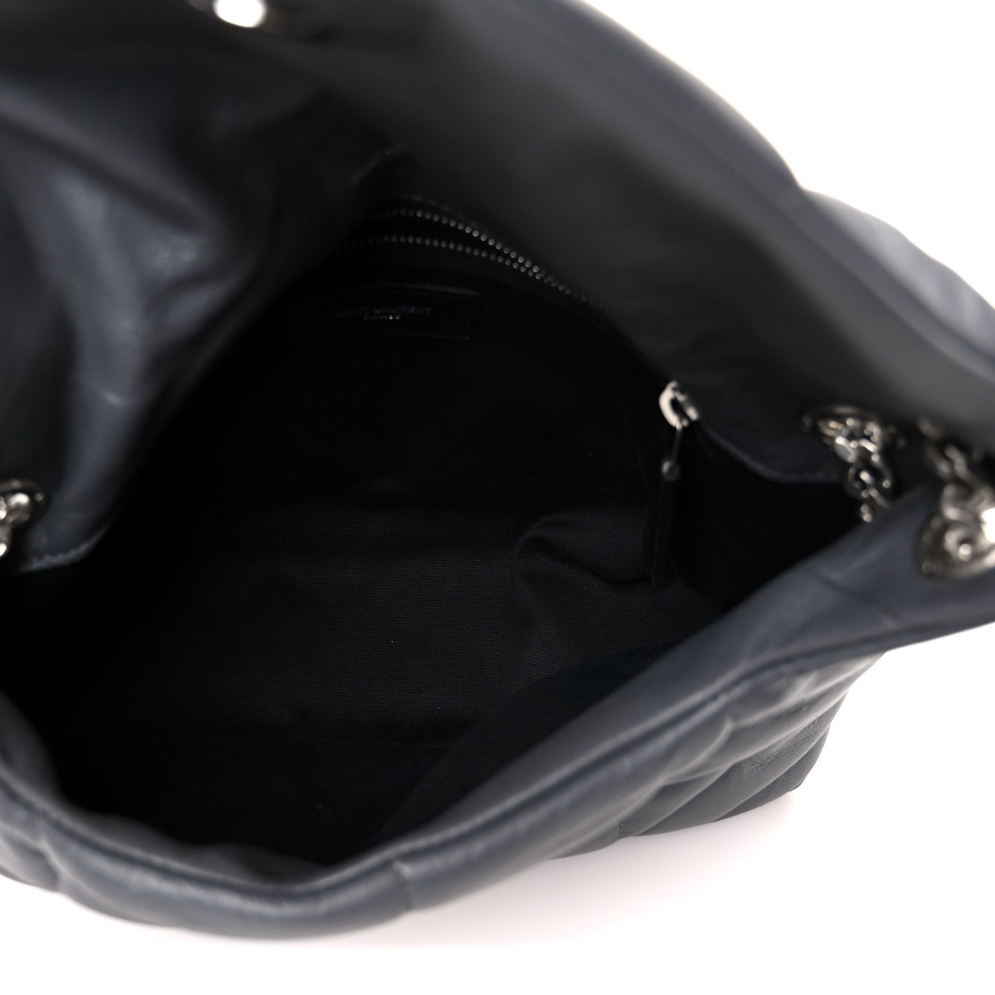 Lambskin Quilted Small Loulou Puffer Monogram Chain Satchel Storm