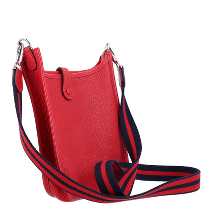 Hermes Taurillon Clemence Amazone Evelyne TPM Rouge Casaque Bleu Saphir 3 of 9